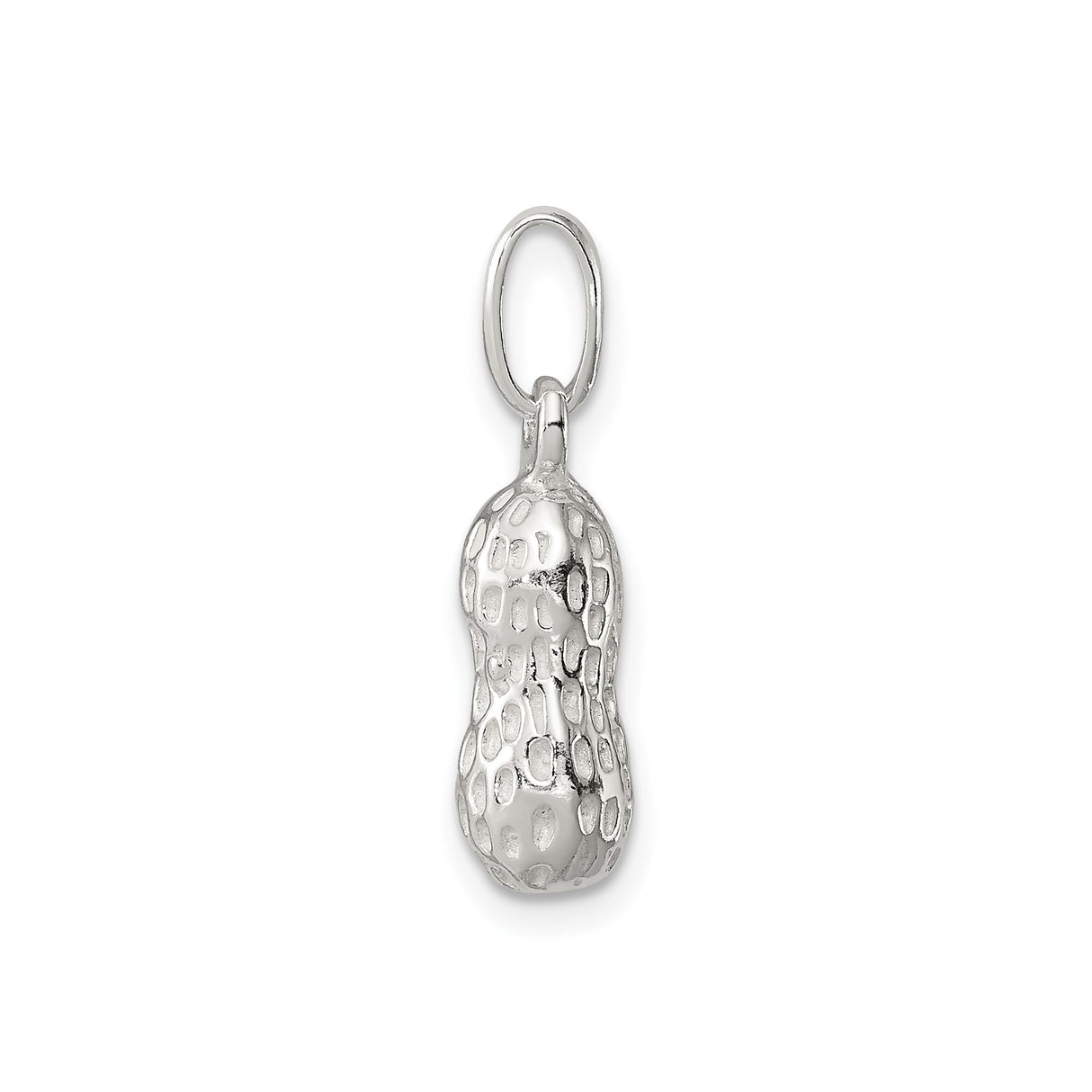 Sterling Silver Peanut Charm Pendant with 3D Nut Shell Design, Quirky Food Jewelry