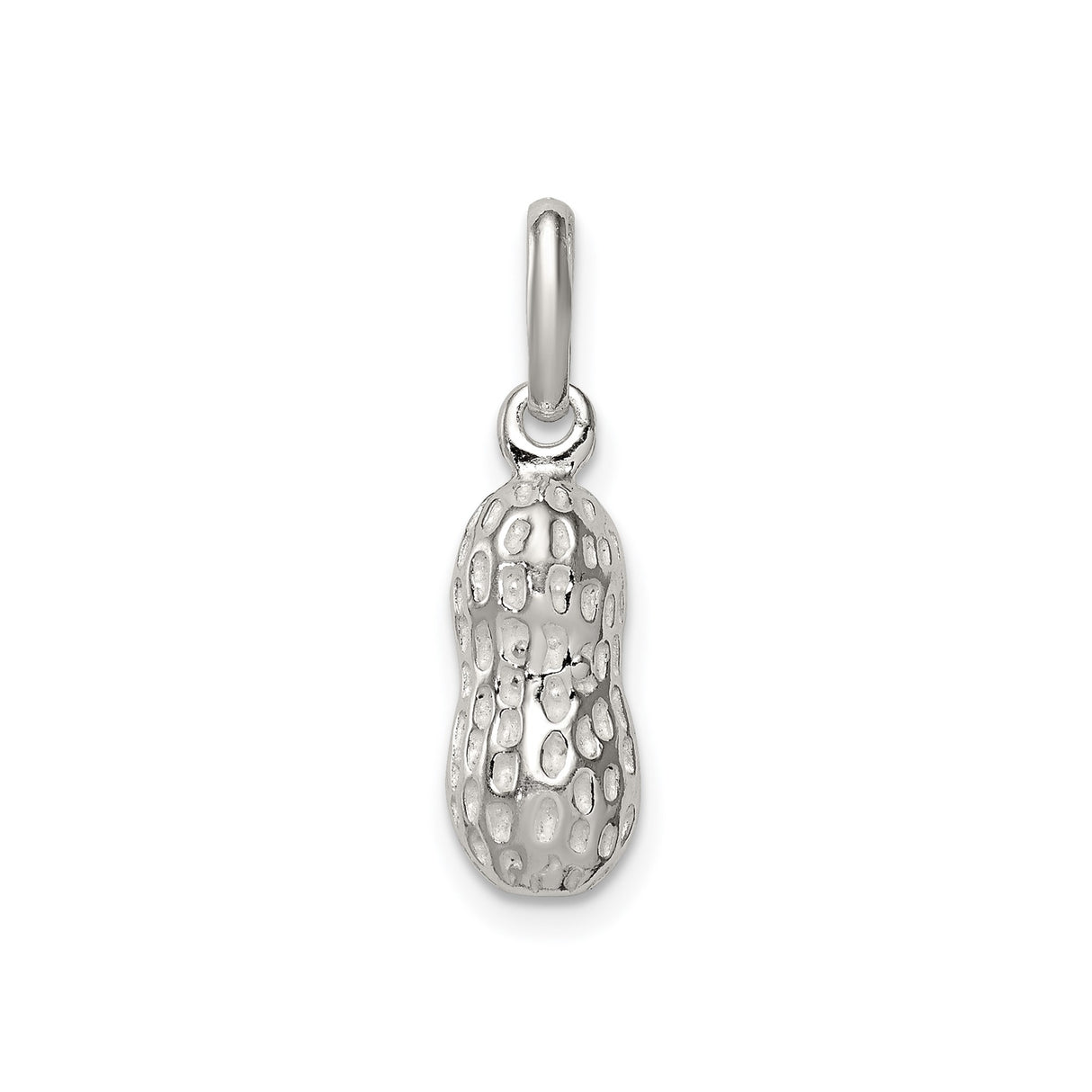 Sterling Silver Peanut Charm Pendant with 3D Nut Shell Design, Quirky Food Jewelry