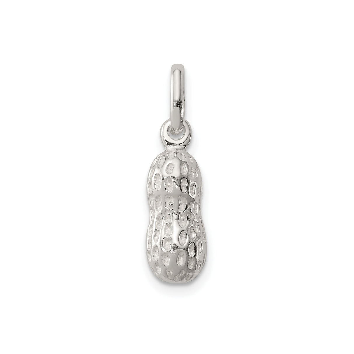 Sterling Silver Peanut Charm Pendant with 3D Nut Shell Design, Quirky Food Jewelry