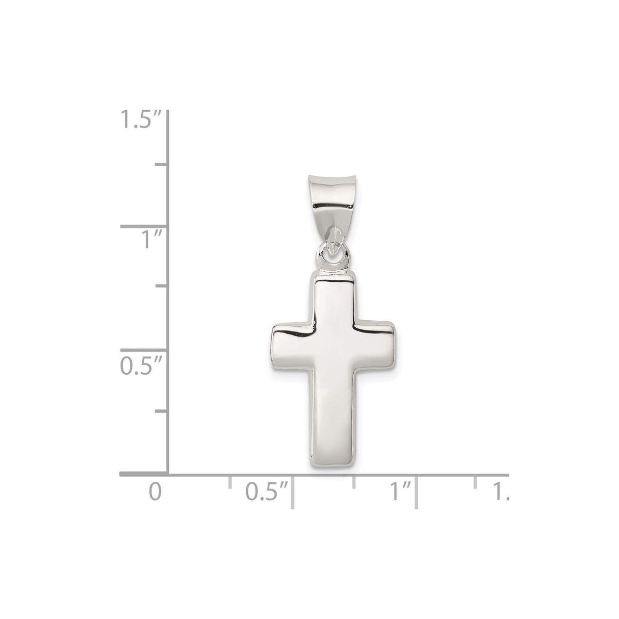 Sterling Silver Cross Pendant with Rounded Edges, High Polish Finish, Minimalist Design