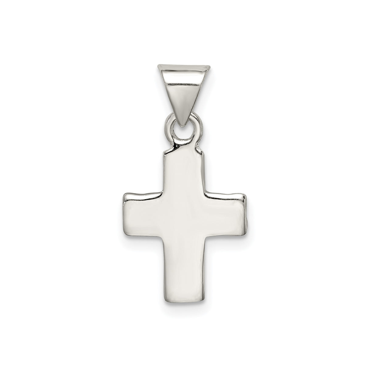 Sterling Silver Latin Cross Pendant, Polished Minimalist Design for Men and Women