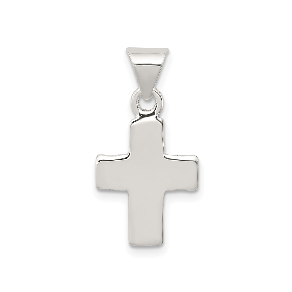 Sterling Silver Latin Cross Pendant, Polished Minimalist Design for Men and Women
