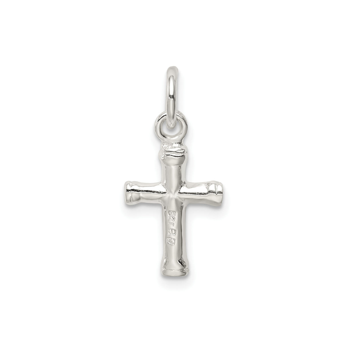 Sterling Silver Cross Pendant with Textured Bamboo Pattern and Organic Finish