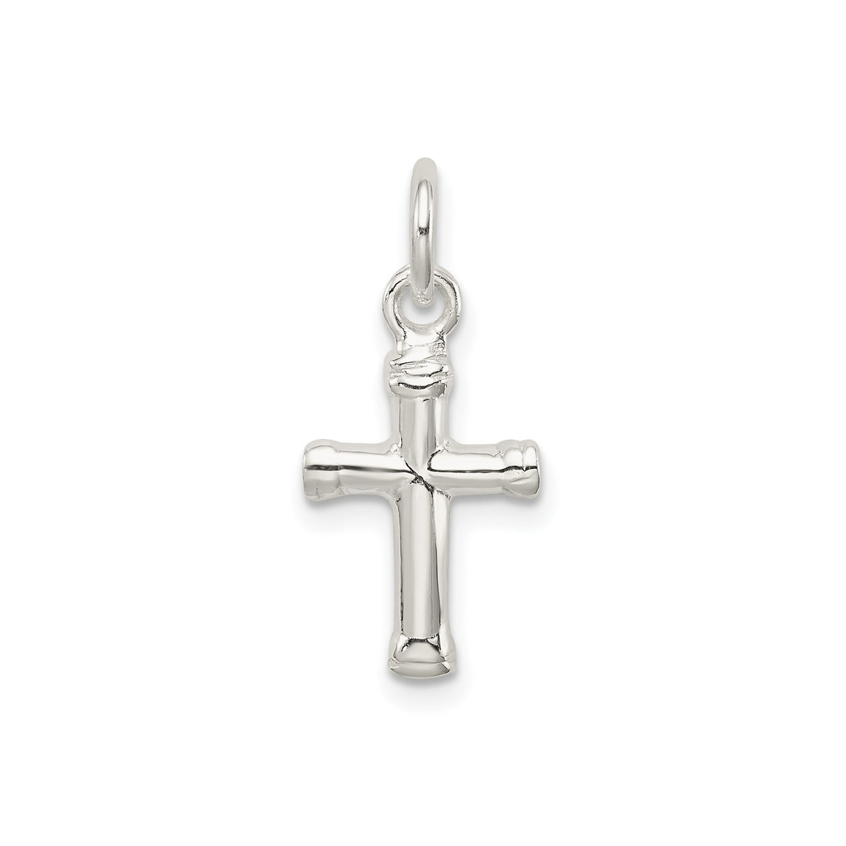 Sterling Silver Cross Pendant with Textured Bamboo Pattern and Organic Finish