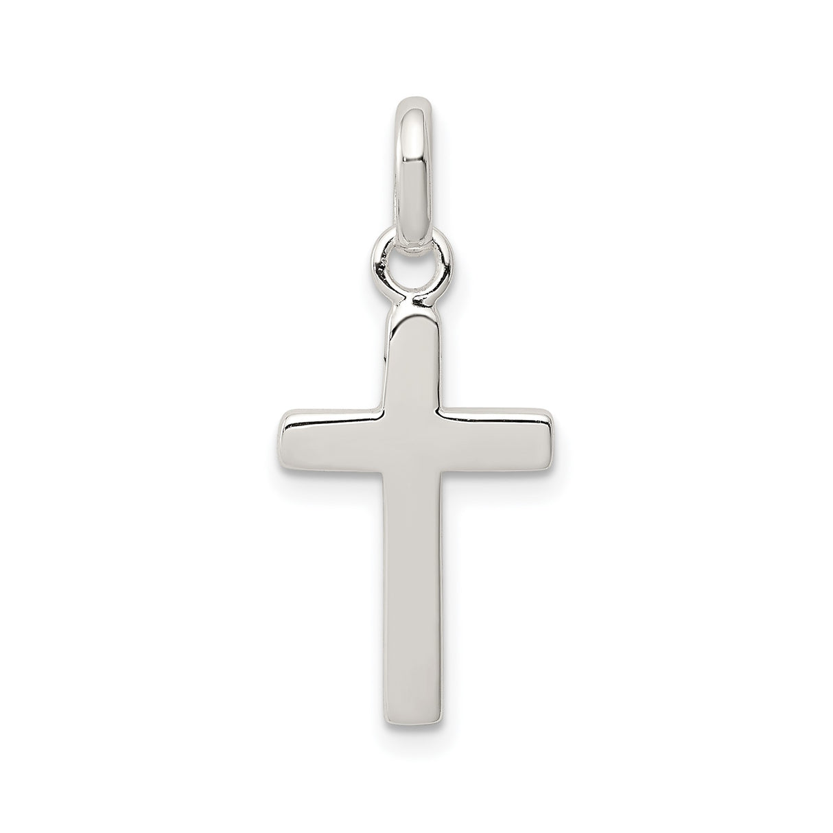 Sterling Silver Cross Pendant with High Gloss Finish, Modern Minimalist Faith Jewelry