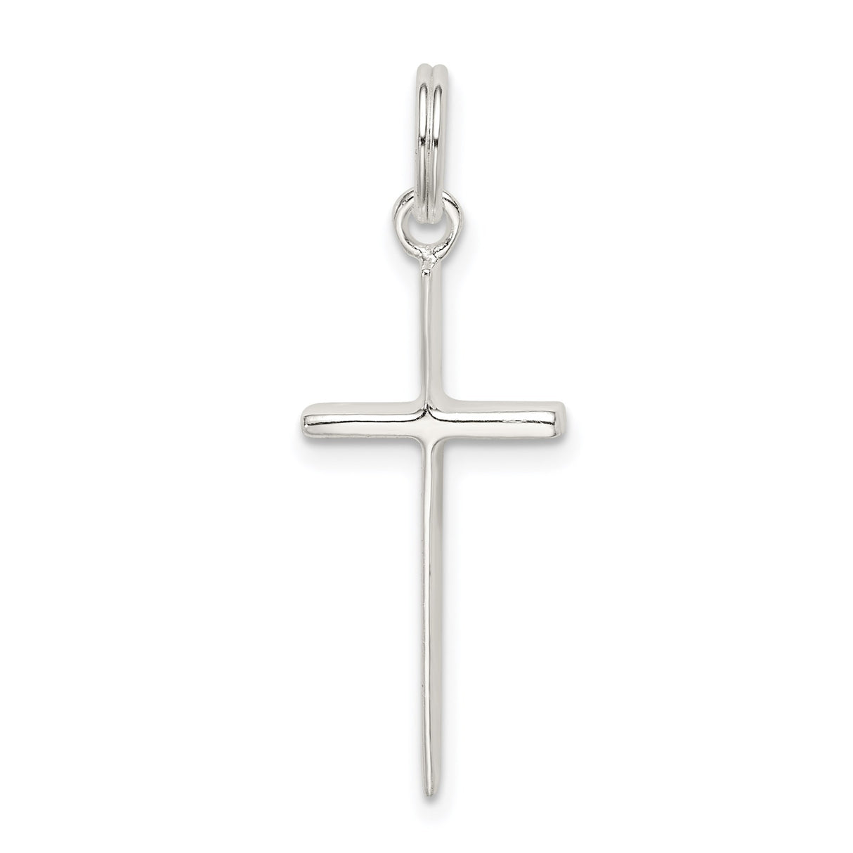 Sterling Silver Cross Pendant with Sleek Modern Long Latin Cross Design, Unisex Religious Jewelry