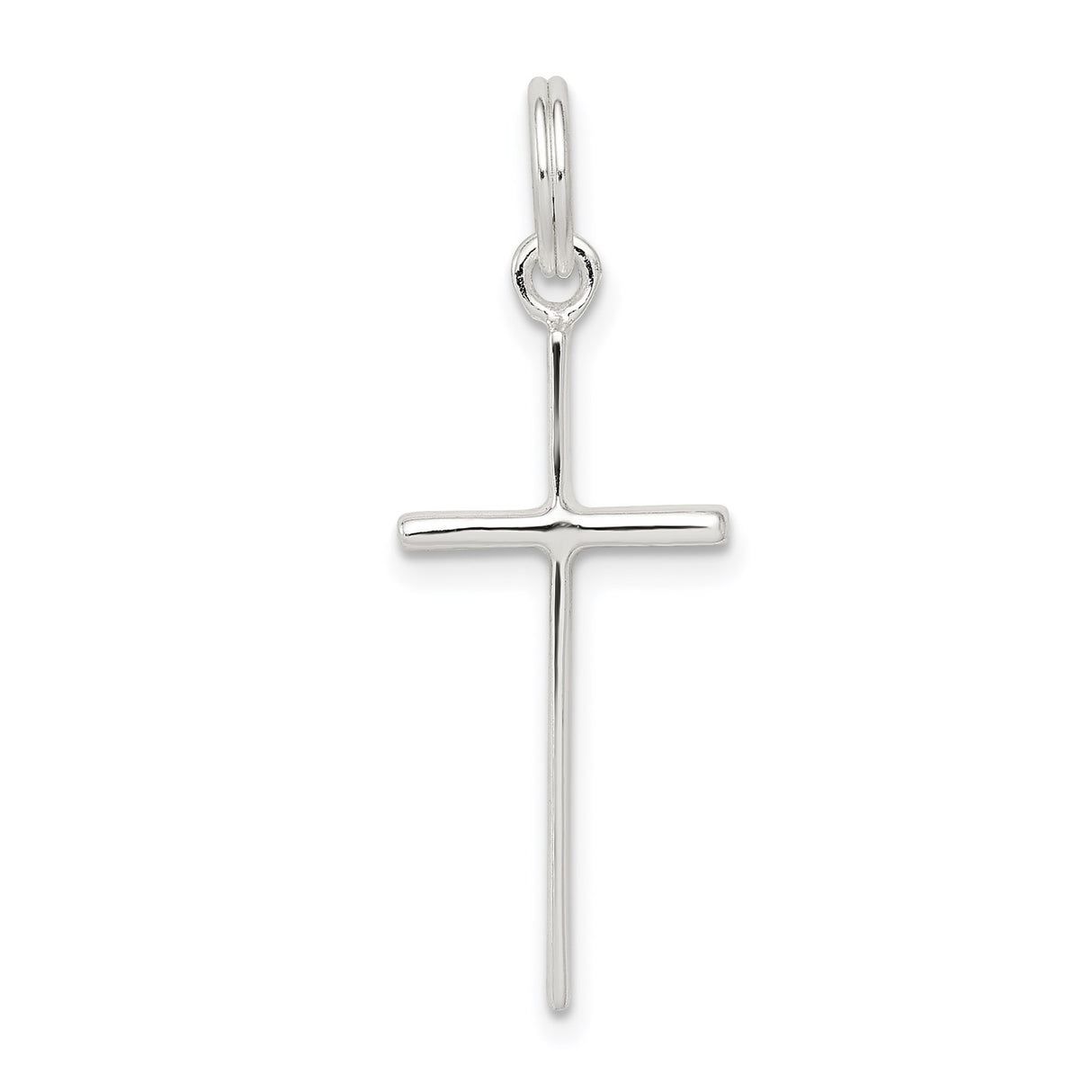Sterling Silver Cross Pendant with Sleek Modern Long Latin Cross Design, Unisex Religious Jewelry