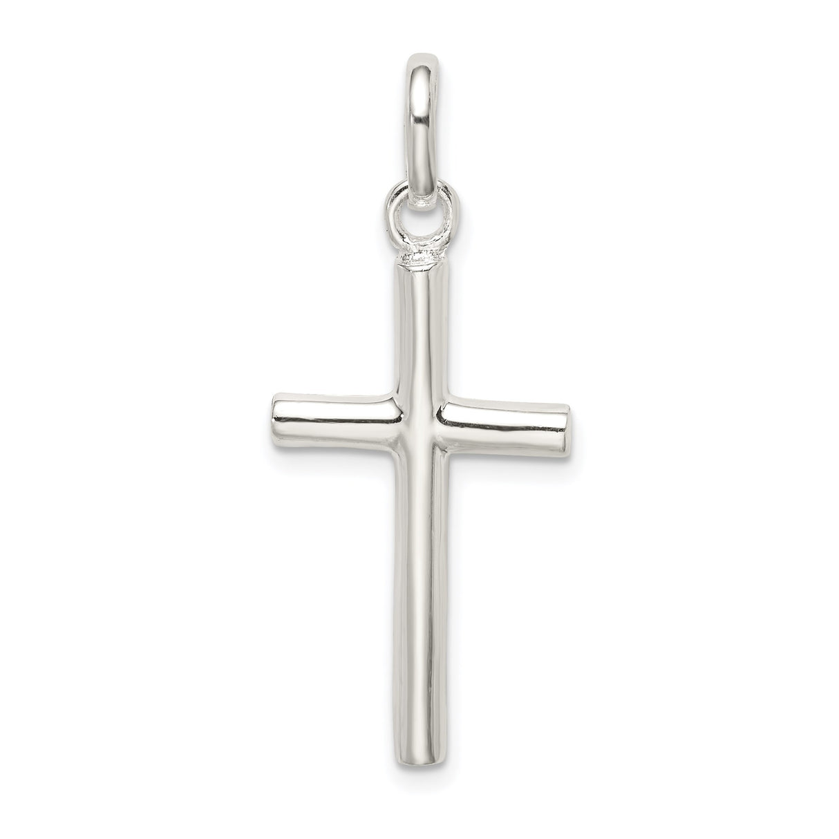 Sterling Silver Cross Pendant with Mirror Finish, Modern Slender Latin Cross Design