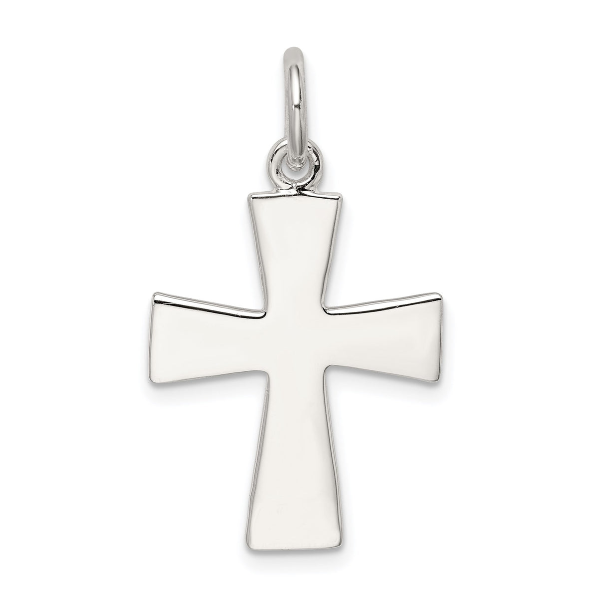 Sterling Silver Cross Pendant with Smooth Finish and Flared Arms, Modern Minimalist Religious Jewelry