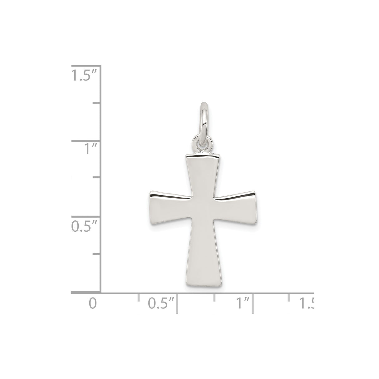 Sterling Silver Cross Pendant with Smooth Finish and Flared Arms, Modern Minimalist Religious Jewelry