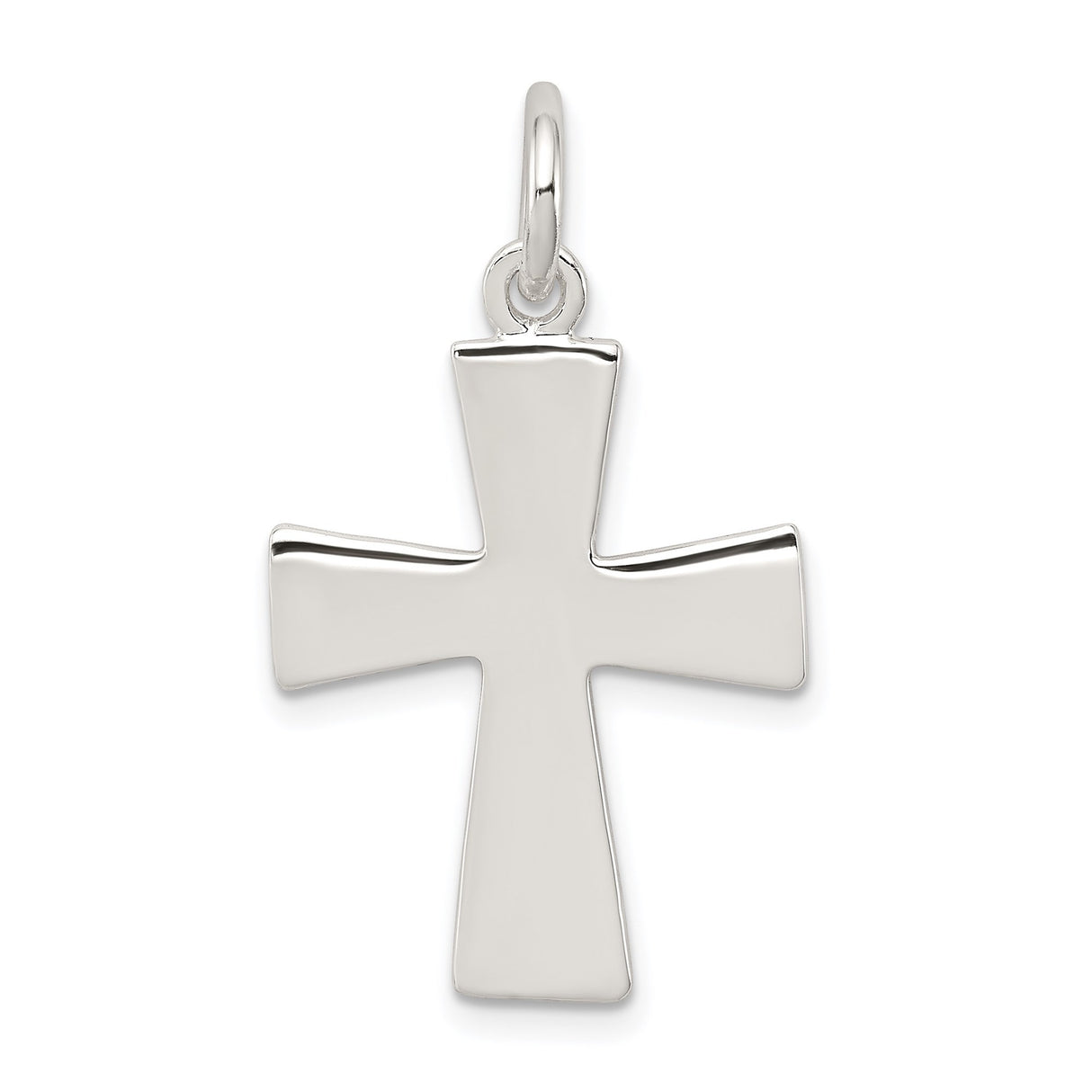 Sterling Silver Cross Pendant with Smooth Finish and Flared Arms, Modern Minimalist Religious Jewelry