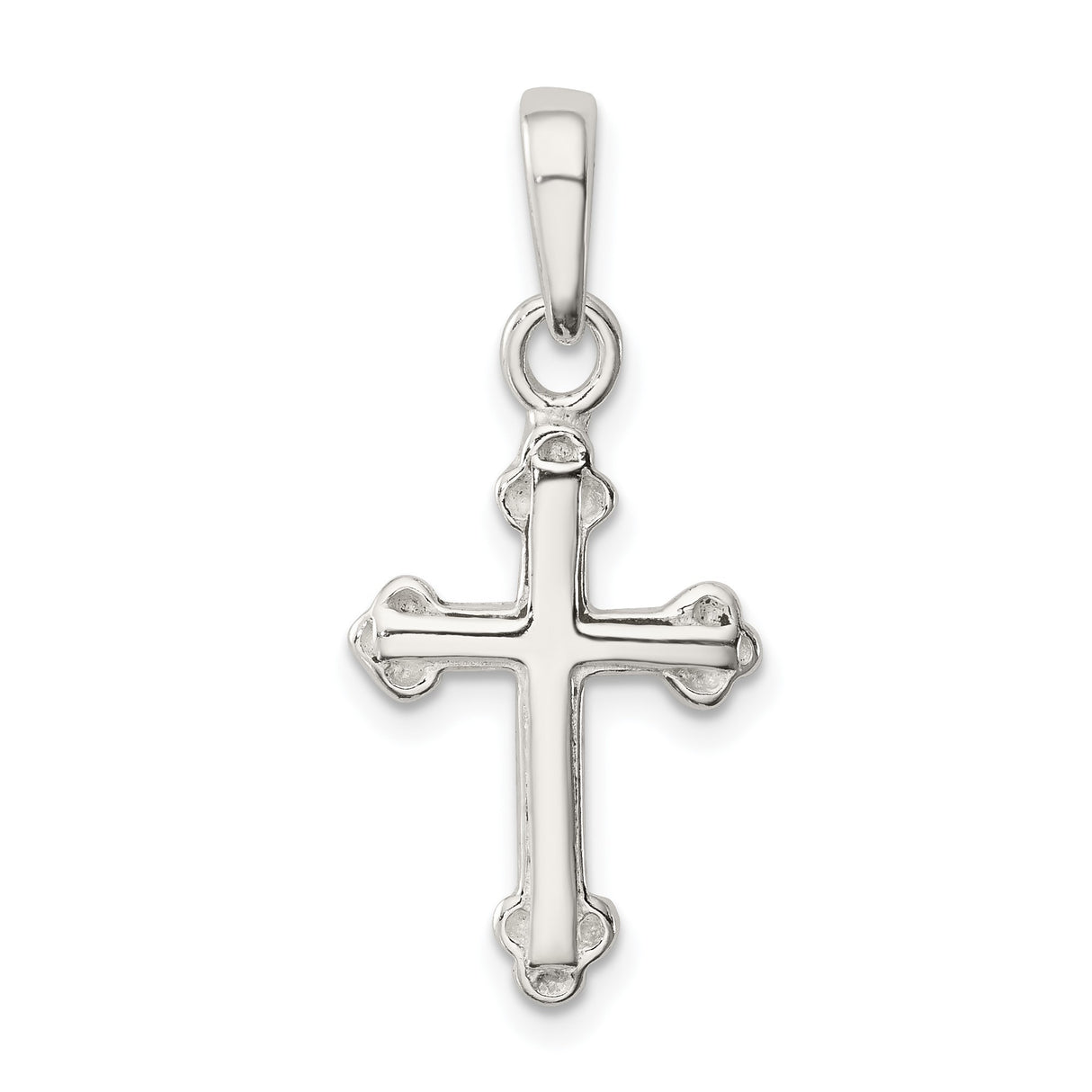 Sterling Silver Cross Pendant with Budded Arms and Fleur Accents Religious Jewelry for Men and Women