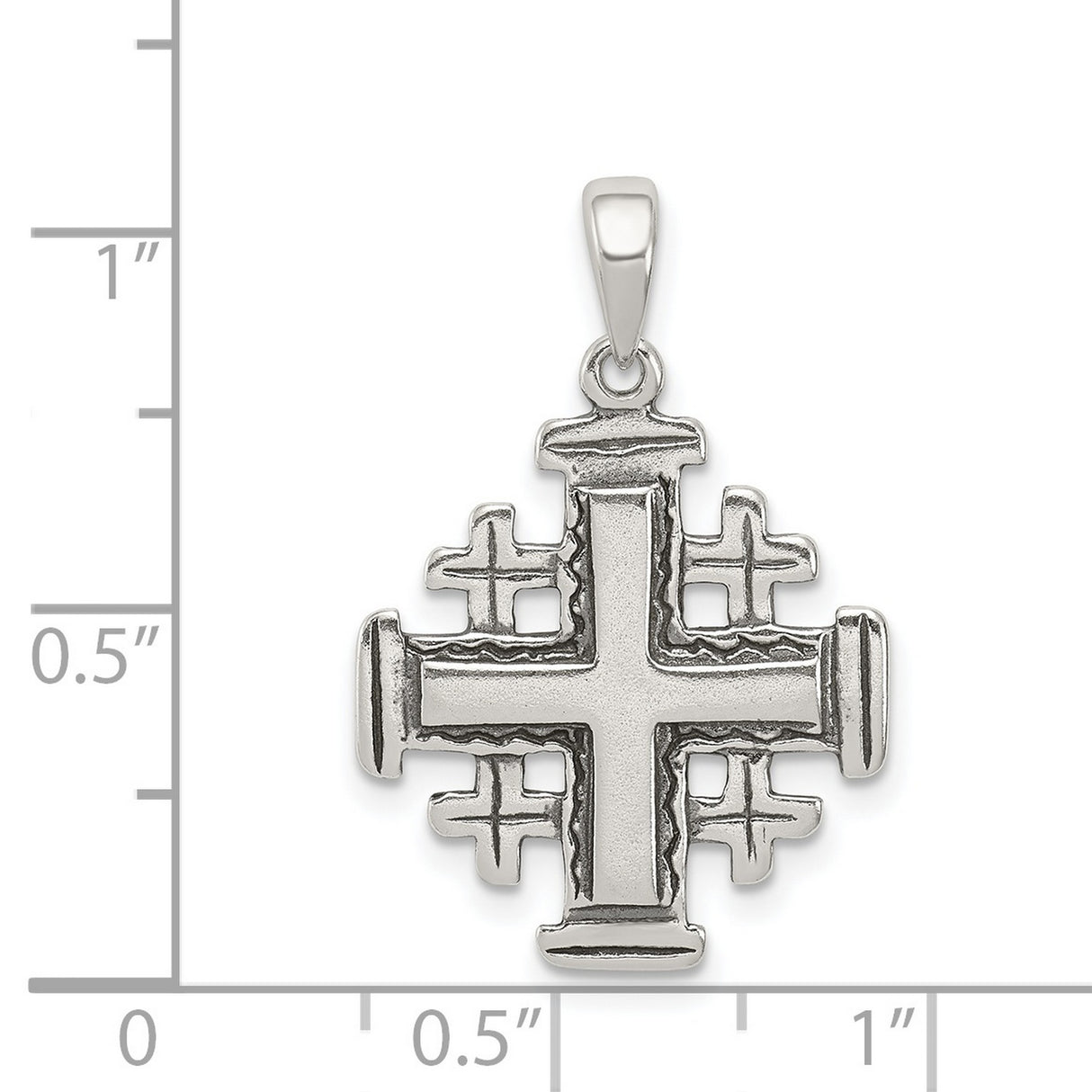 Antiqued Jerusalem Crusader Cross Charm Pendant in Real 925 Sterling Silver