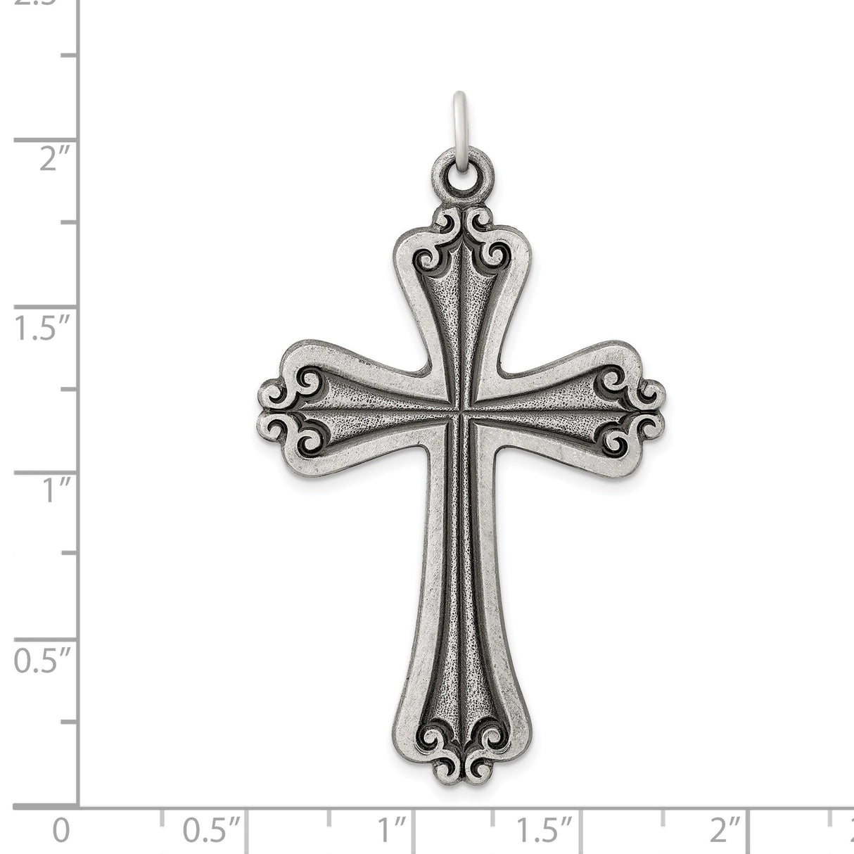Sterling Silver Cross Pendant with Antique Scrollwork Design for Men and Women