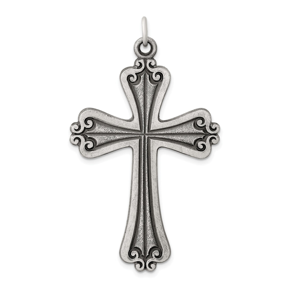 Sterling Silver Cross Pendant with Antique Scrollwork Design for Men and Women