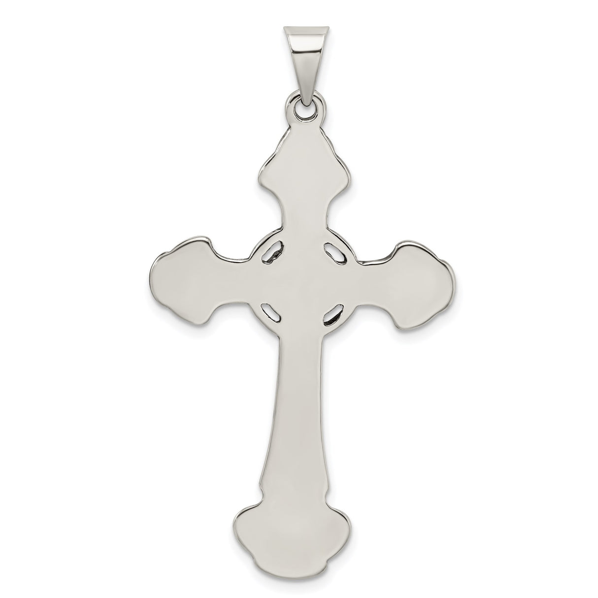 Sterling Silver Cross Pendant with Flared Arms and Textured Scroll Design