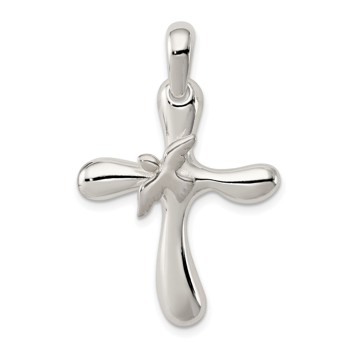 Sterling Silver Cross Pendant with Dove Charm, Symbol of Faith and Peace