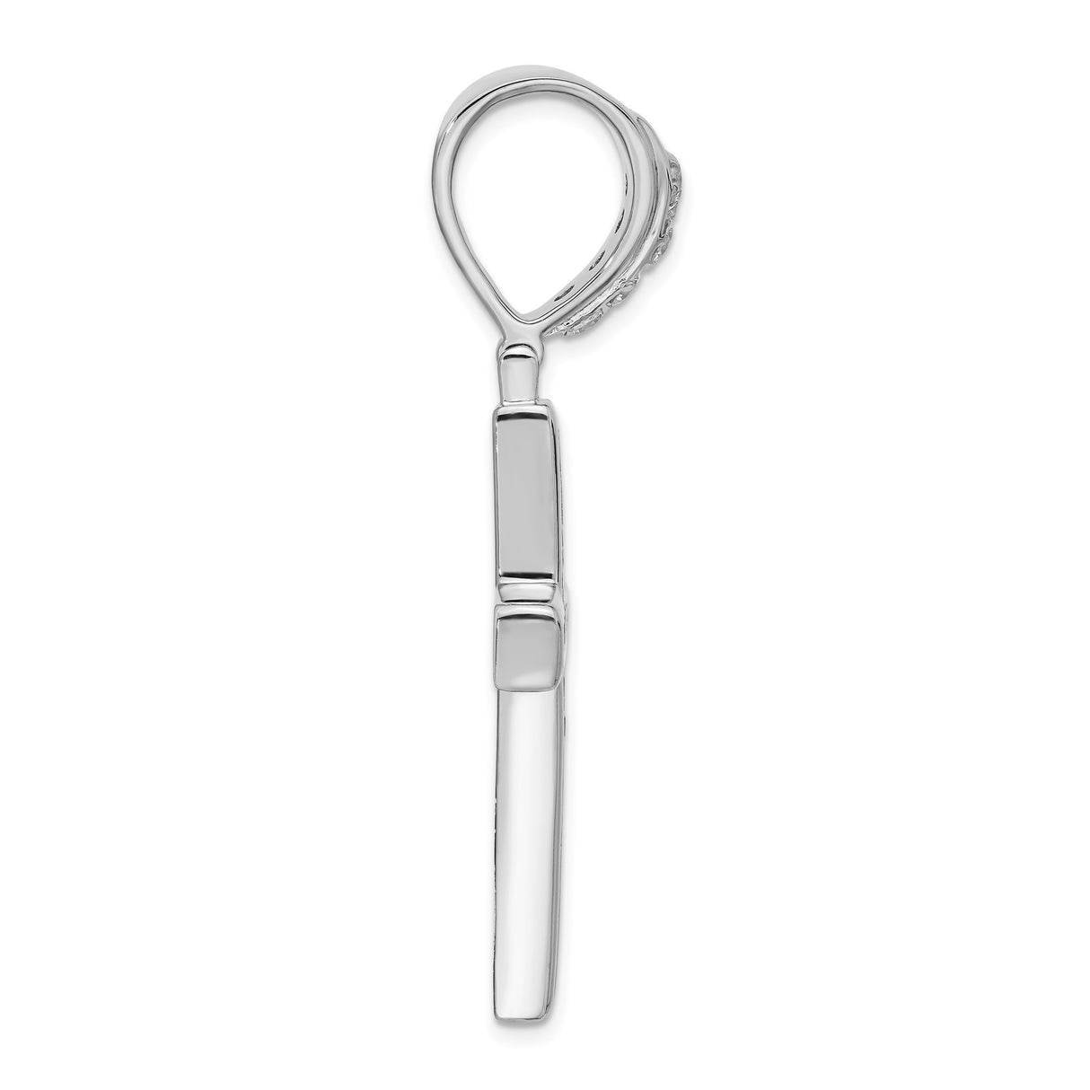 Sterling Silver Cross Pendant with Square Diamonds and Cubic Zirconia, Modern Four Arm Design