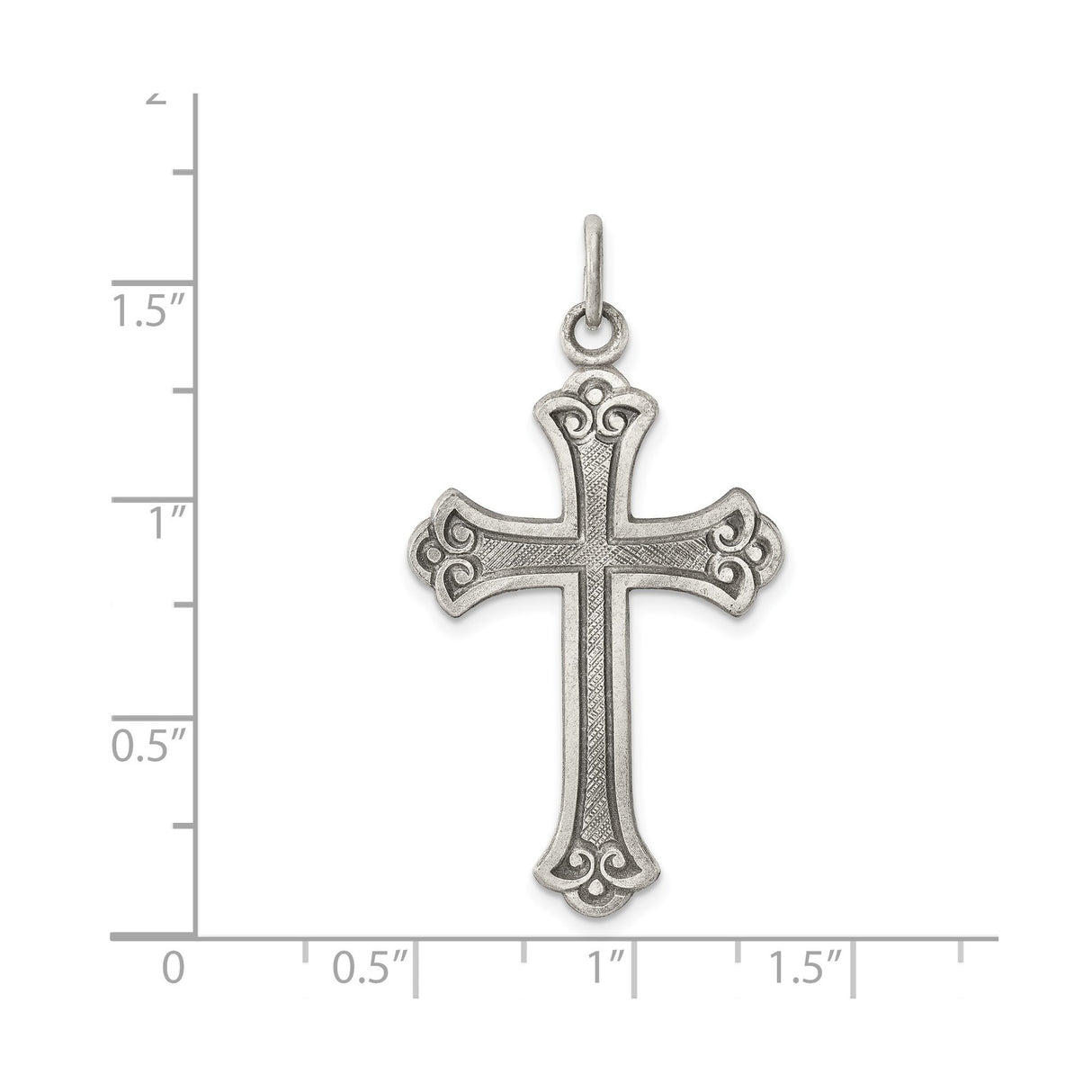 Sterling Silver Cross Pendant with Ornate Baroque Scrollwork, Spiritual Design for Men and Women