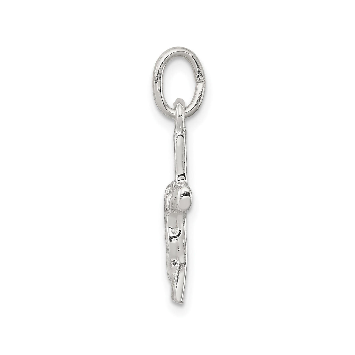 Sterling Silver Crucifix Cross Pendant with Raised Jesus Figure and Textured Design