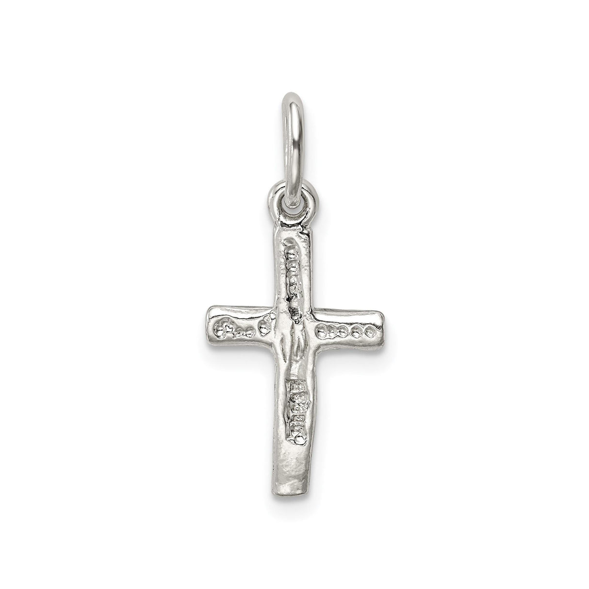 Sterling Silver Crucifix Cross Pendant with Raised Jesus Figure and Textured Design