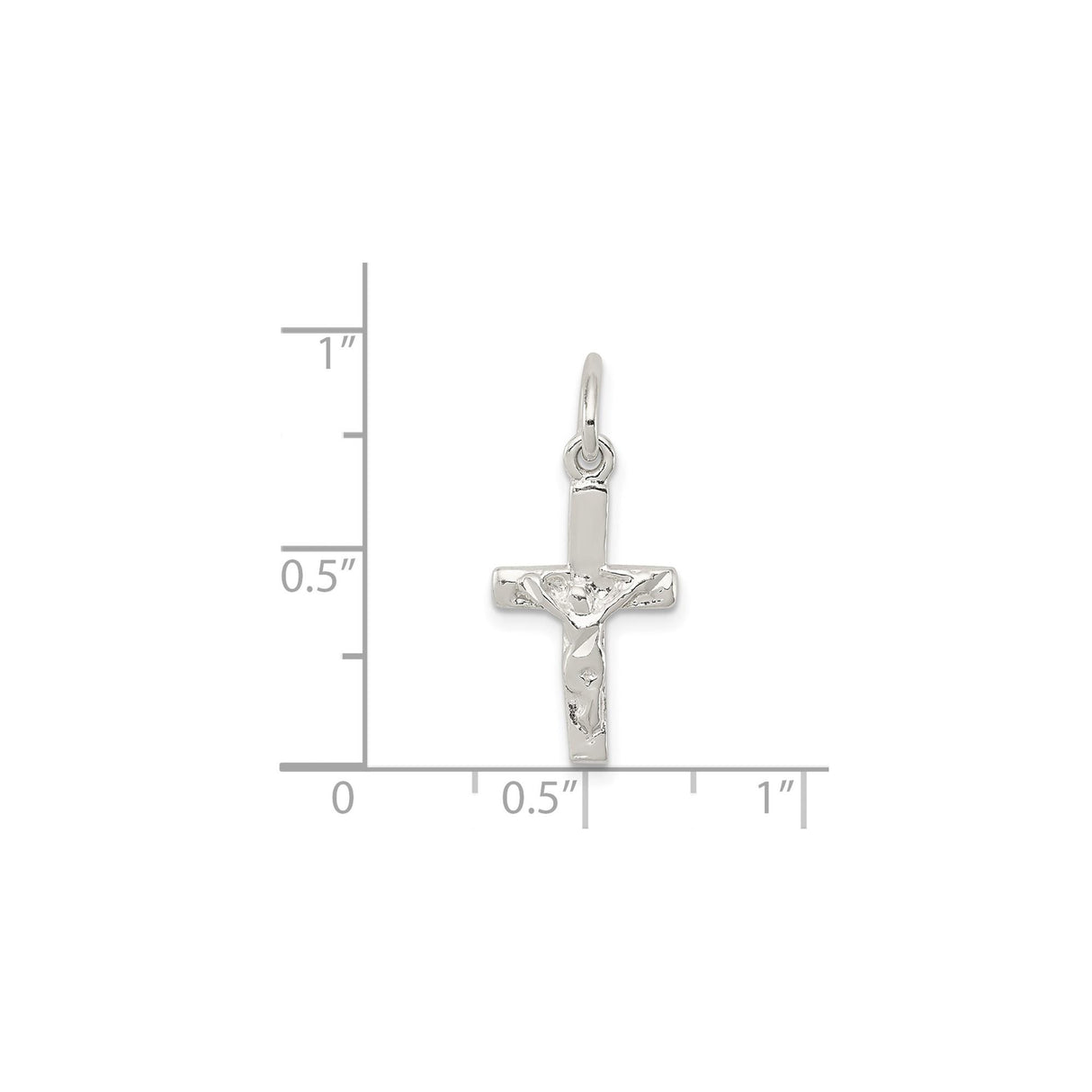 Sterling Silver Crucifix Cross Pendant with Raised Jesus Figure and Textured Design