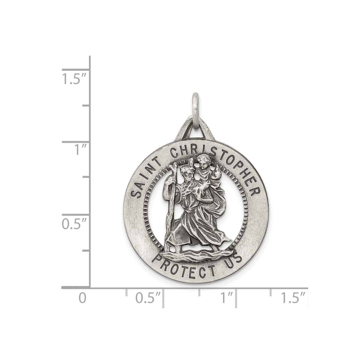 Sterling Silver Saint Christopher Pendant, Travel Safety and Spiritual Protection Medallion