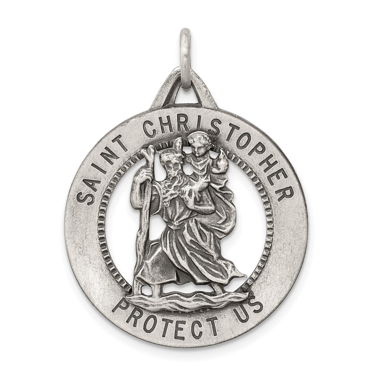 Sterling Silver Saint Christopher Pendant, Travel Safety and Spiritual Protection Medallion