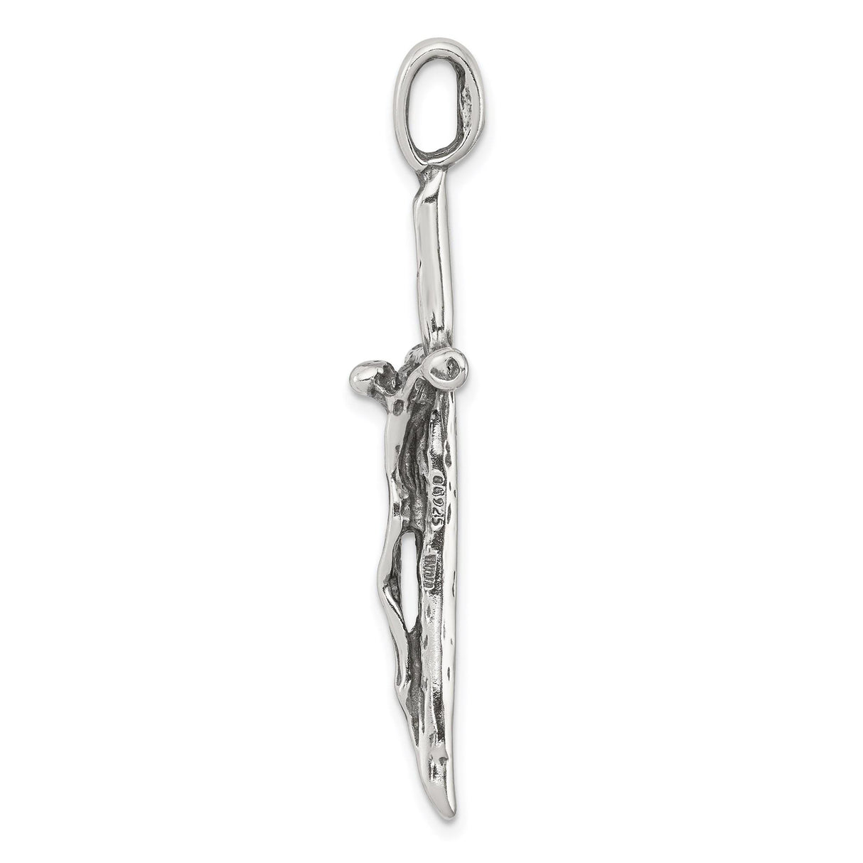 Sterling Silver Crucifix Cross Pendant with Rugged Natural Branch Design