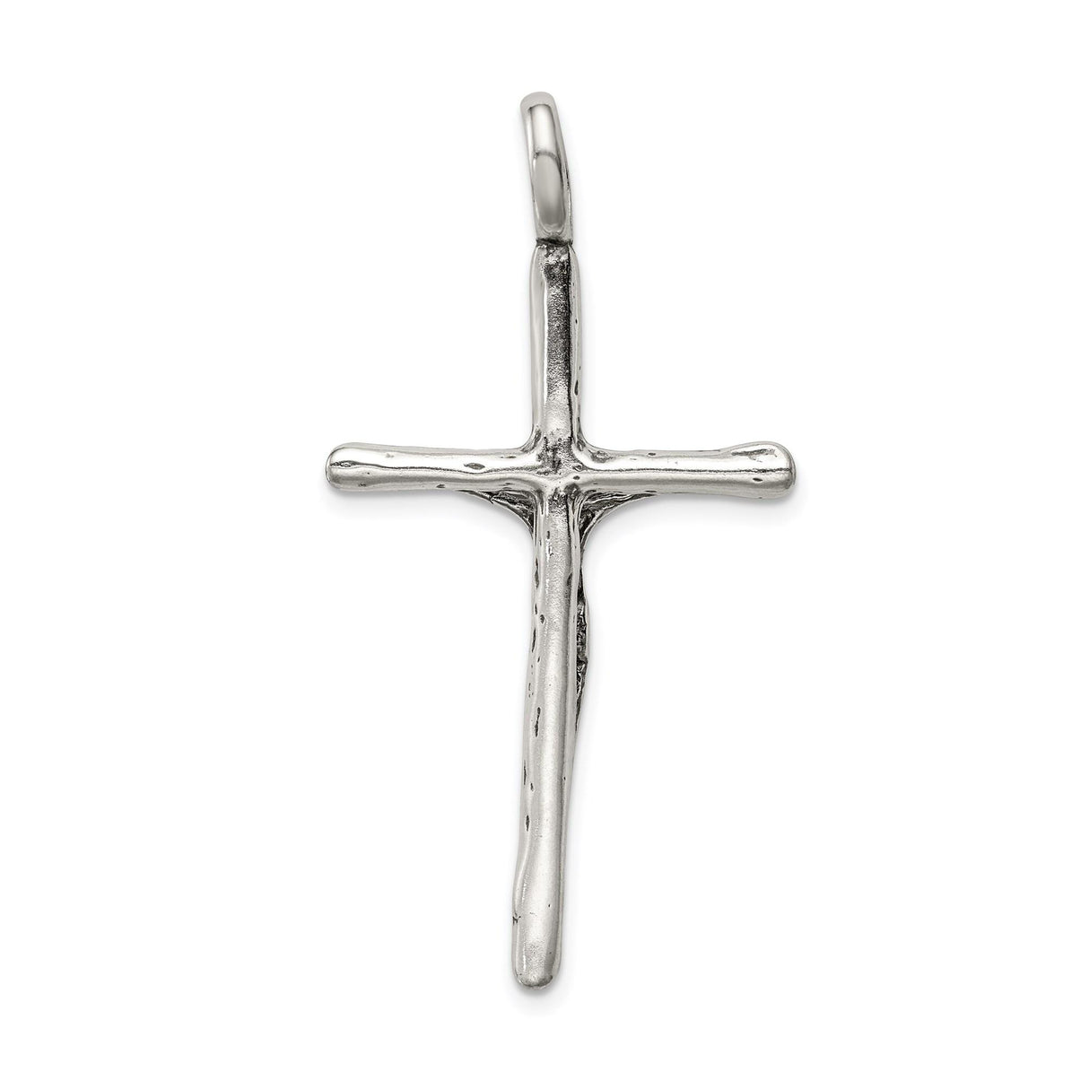 Sterling Silver Crucifix Cross Pendant with Rugged Natural Branch Design