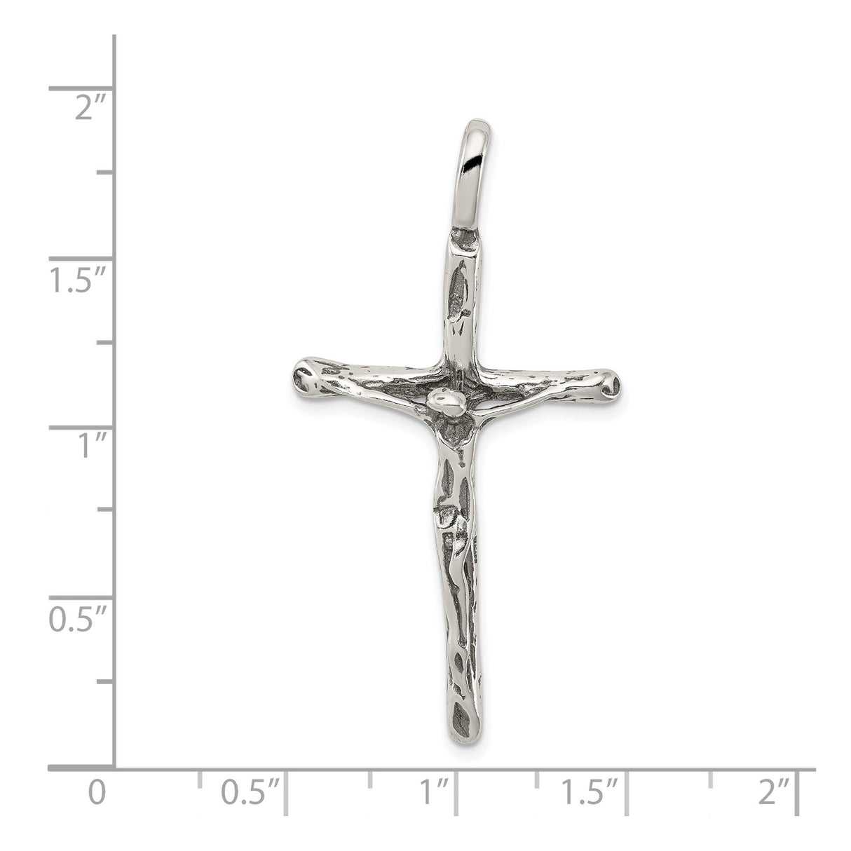 Sterling Silver Crucifix Cross Pendant with Rugged Natural Branch Design