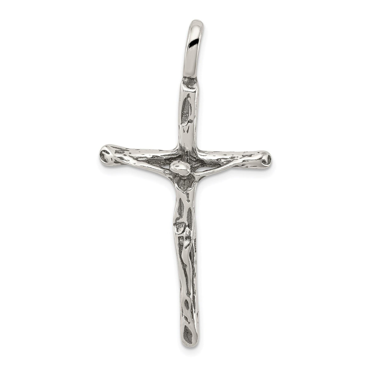 Sterling Silver Crucifix Cross Pendant with Rugged Natural Branch Design