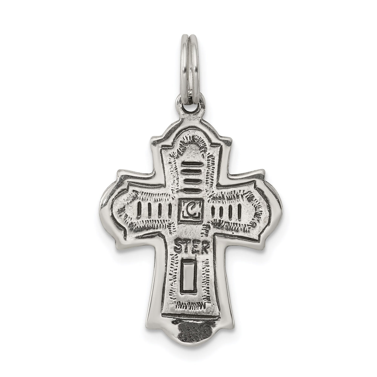 Sterling Silver Cross Pendant with Oxidized Finish, Antique Christian Design