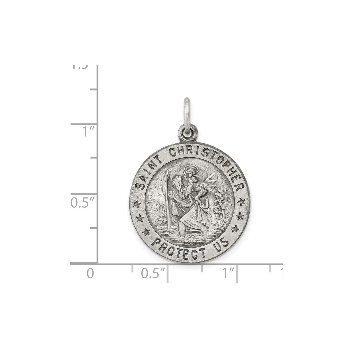 Sterling Silver Saint Christopher Medal Pendant, Travel Protection Religious Jewelry