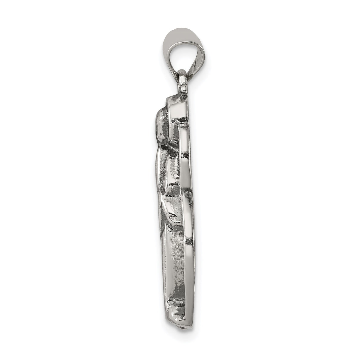 Sterling Silver Virgin Mary Pendant with Halo and Flowing Robe Christian Medal Charm