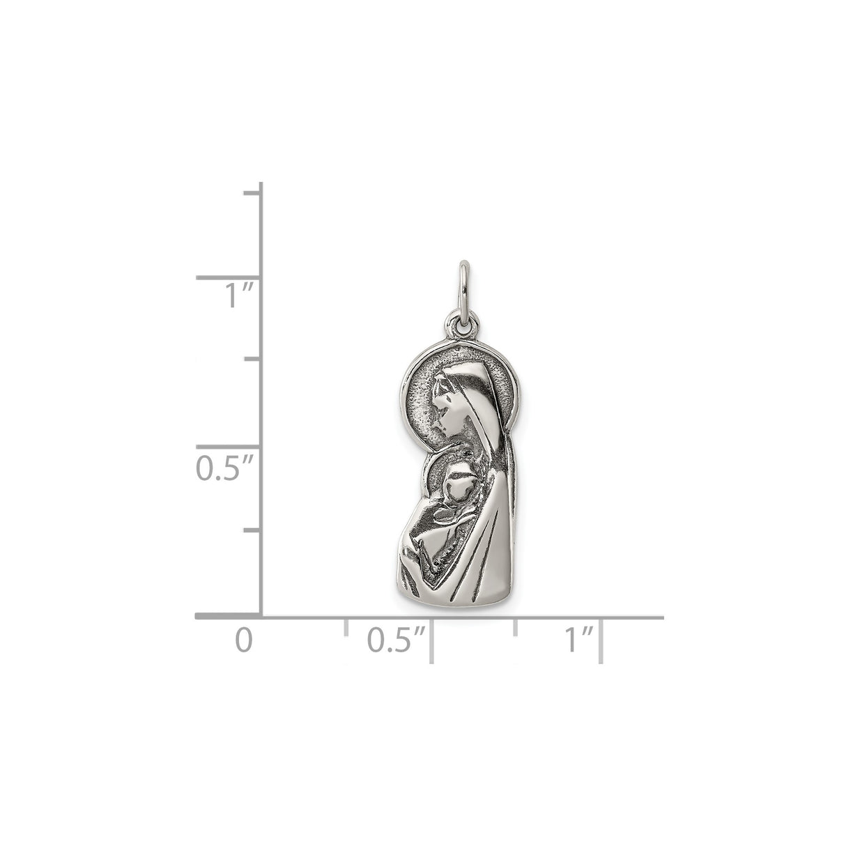 Sterling Silver Virgin Mary and Jesus Pendant, Christian Catholic Religious Medal for Women
