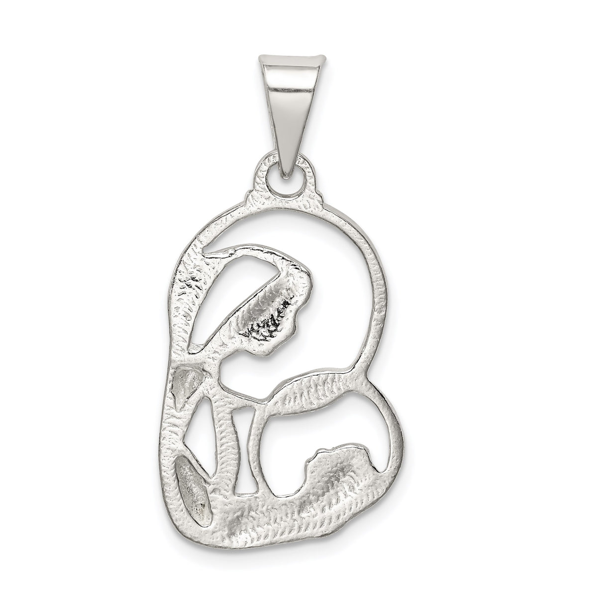 Sterling Silver Virgin Mary Pendant with Abstract Mary and Jesus Design, Christian Medal