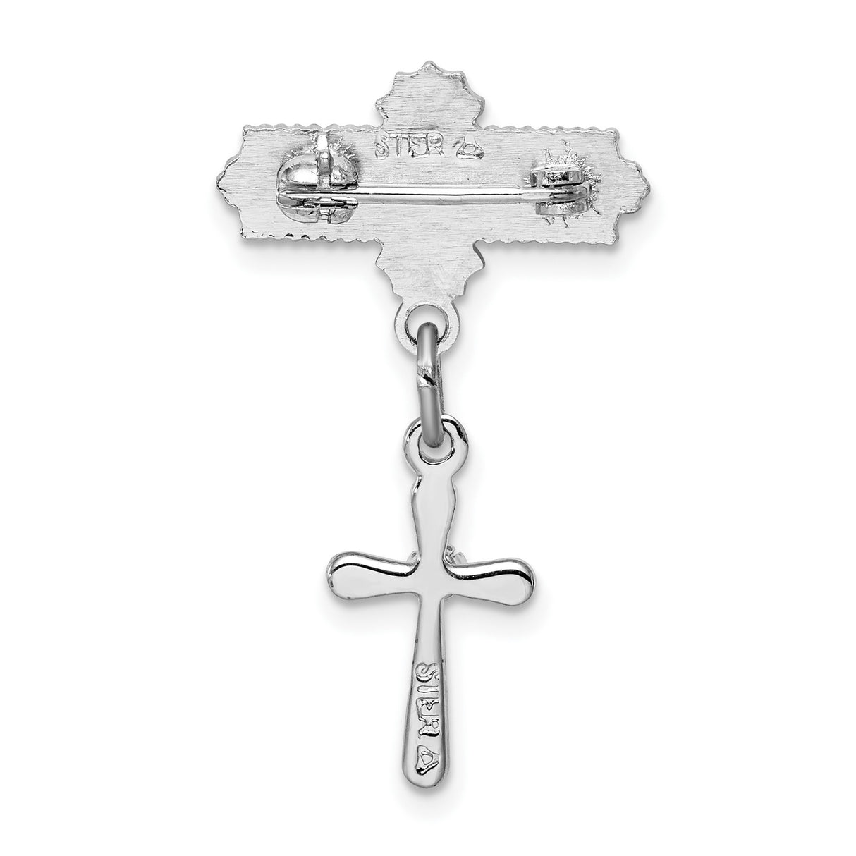 Sterling Silver Cross Pendant with Cubic Zirconia, Floral Accents, Vintage Faith Design