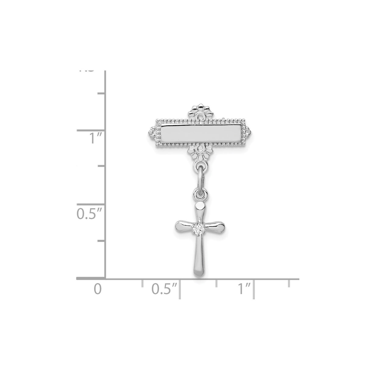 Sterling Silver Cross Pendant with Cubic Zirconia, Floral Accents, Vintage Faith Design