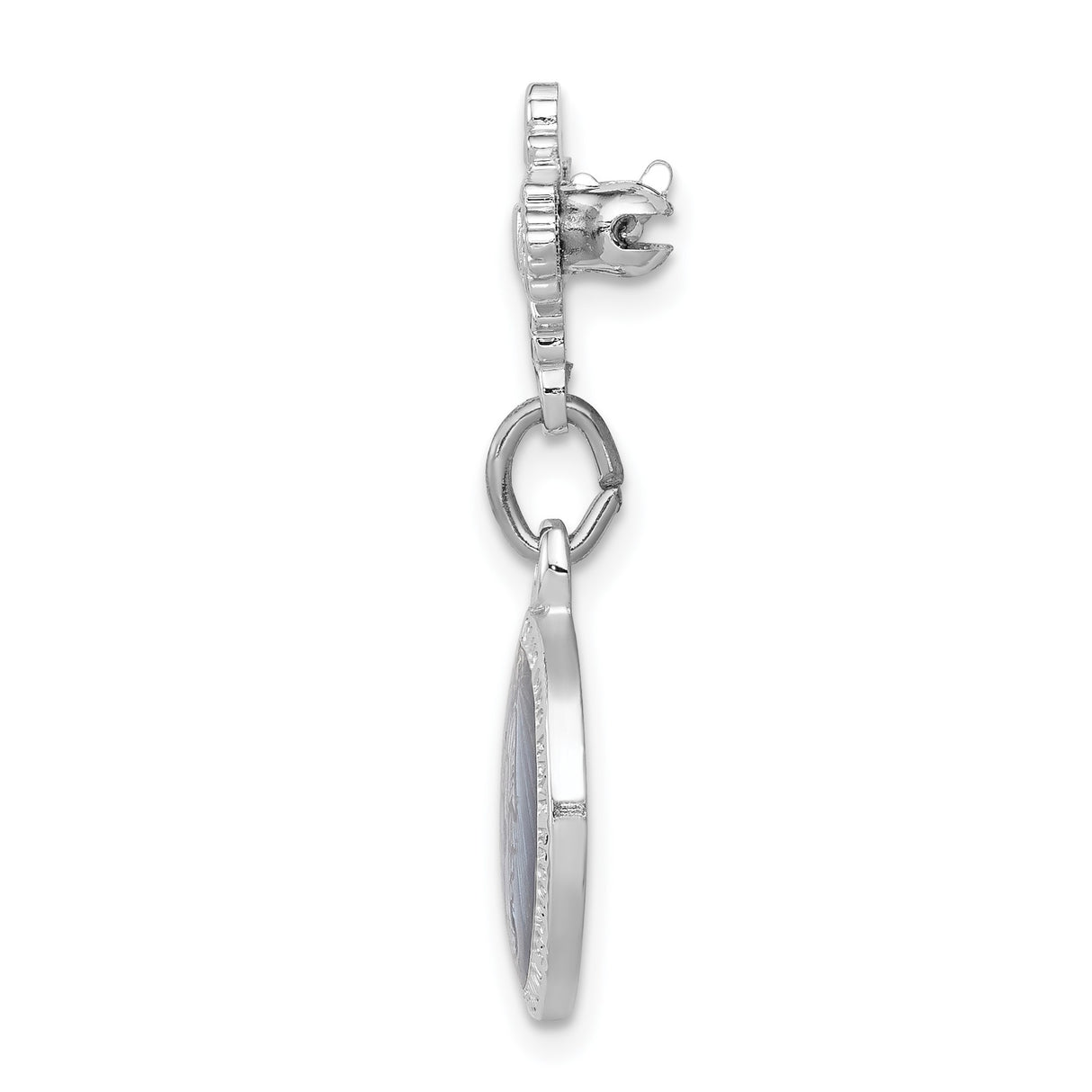 Enameled Miraculous Medal Pin Charm Pendant in Real 925 Sterling Silver