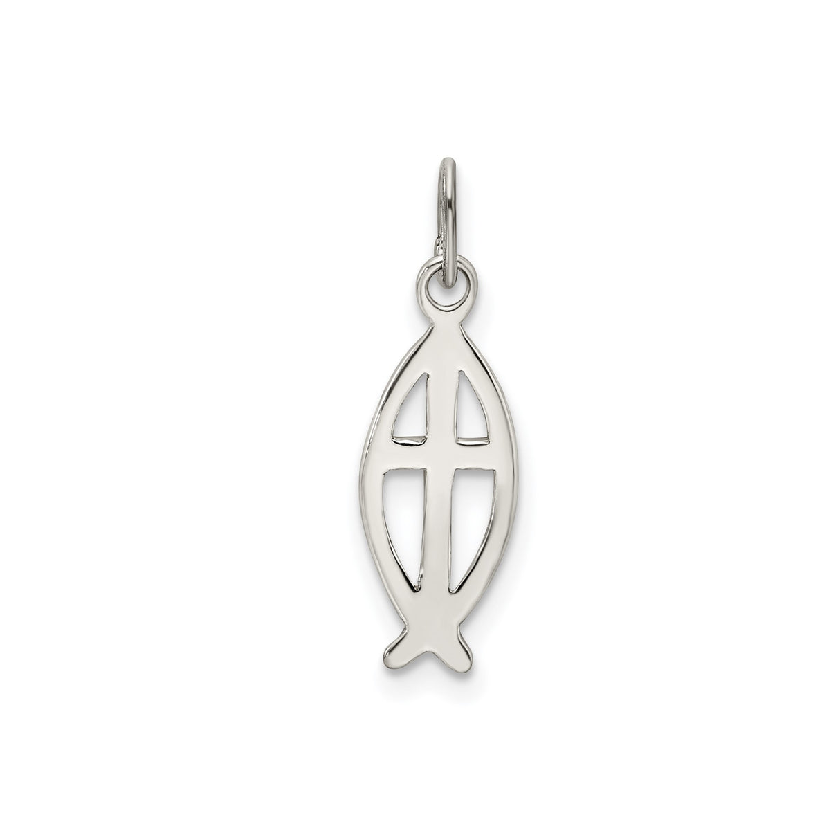 Sterling Silver Pendant with Ichthus Fish Cross and Openwork Design for Men and Women