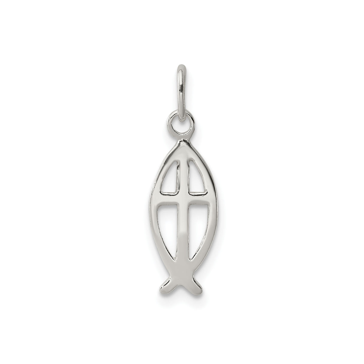 Sterling Silver Pendant with Ichthus Fish Cross and Openwork Design for Men and Women