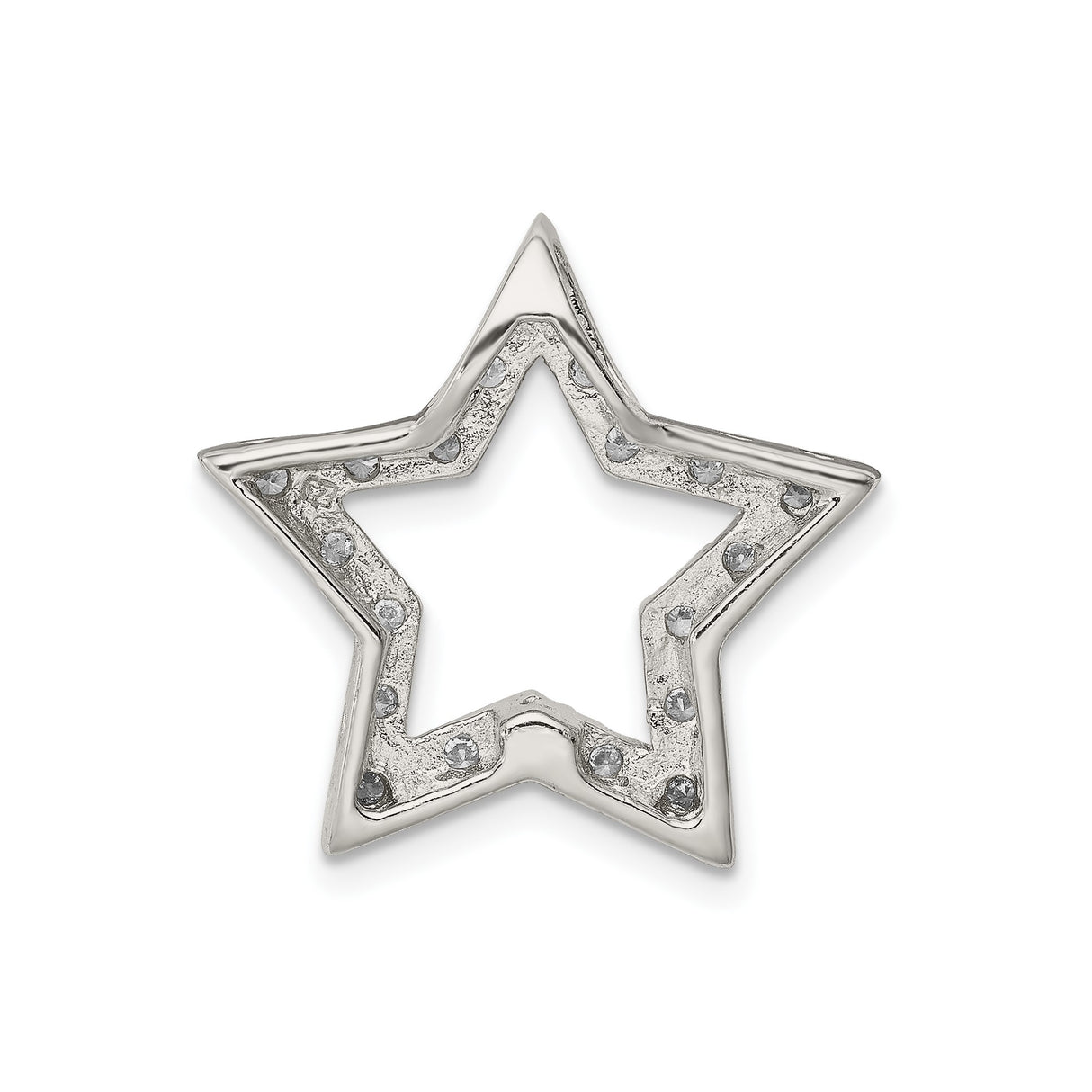 Sterling Silver Star Pendant with Cubic Zirconia, Openwork Celestial Design for Women