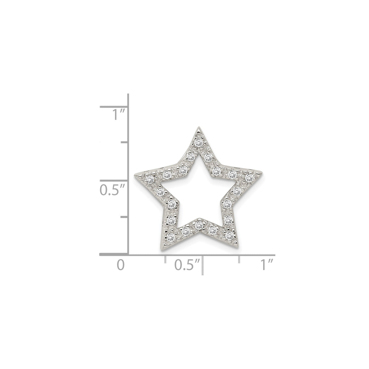 Sterling Silver Star Pendant with Cubic Zirconia, Openwork Celestial Design for Women