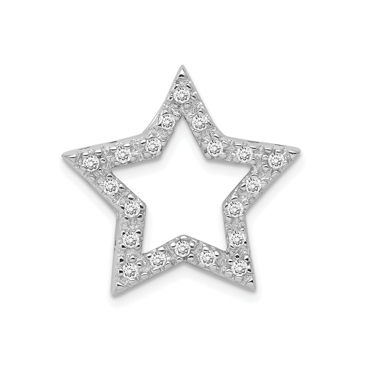 Sterling Silver Star Pendant with Cubic Zirconia, Openwork Celestial Design for Women