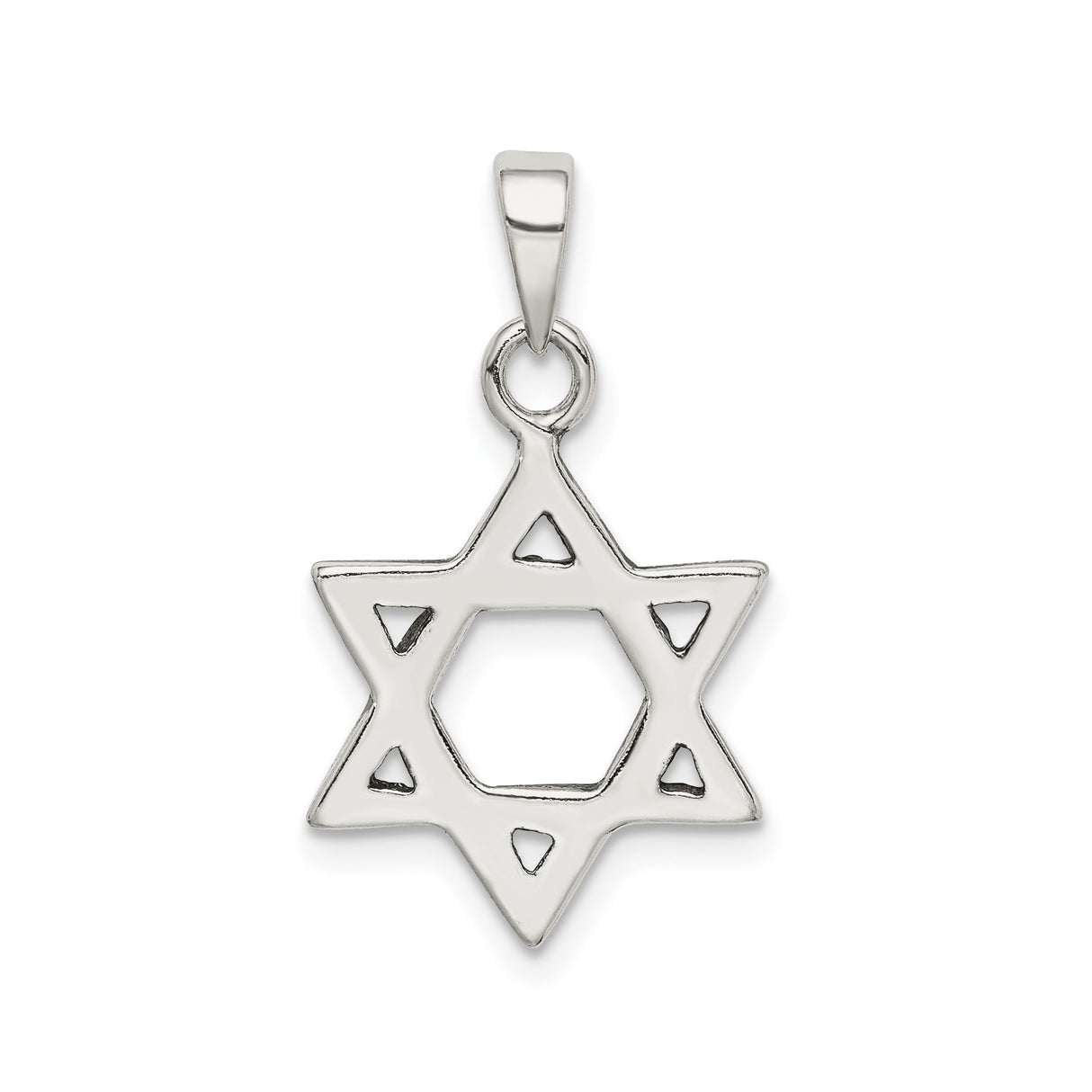 Sterling Silver Star of David Pendant with Textured Branch Design, Jewish Symbol Jewelry