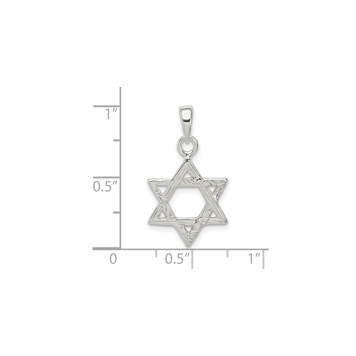 Sterling Silver Star of David Pendant with Textured Design, Jewish Religious Charm