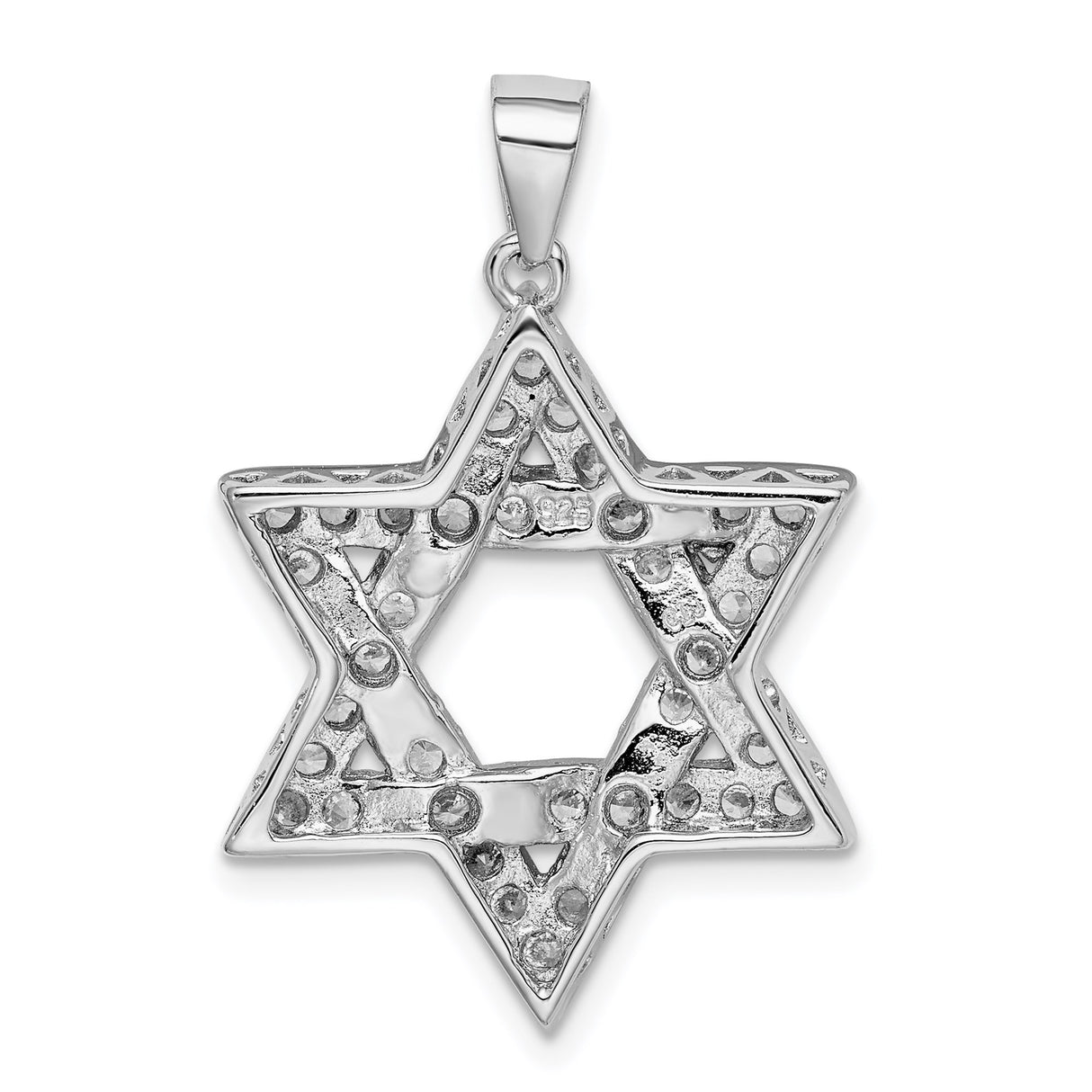 Sterling Silver Star of David Pendant with Cubic Zirconia, Jewish Religious Symbol Jewelry
