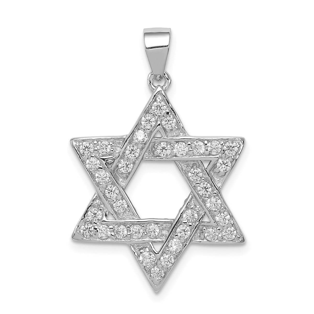 Sterling Silver Star of David Pendant with Cubic Zirconia, Jewish Religious Symbol Jewelry
