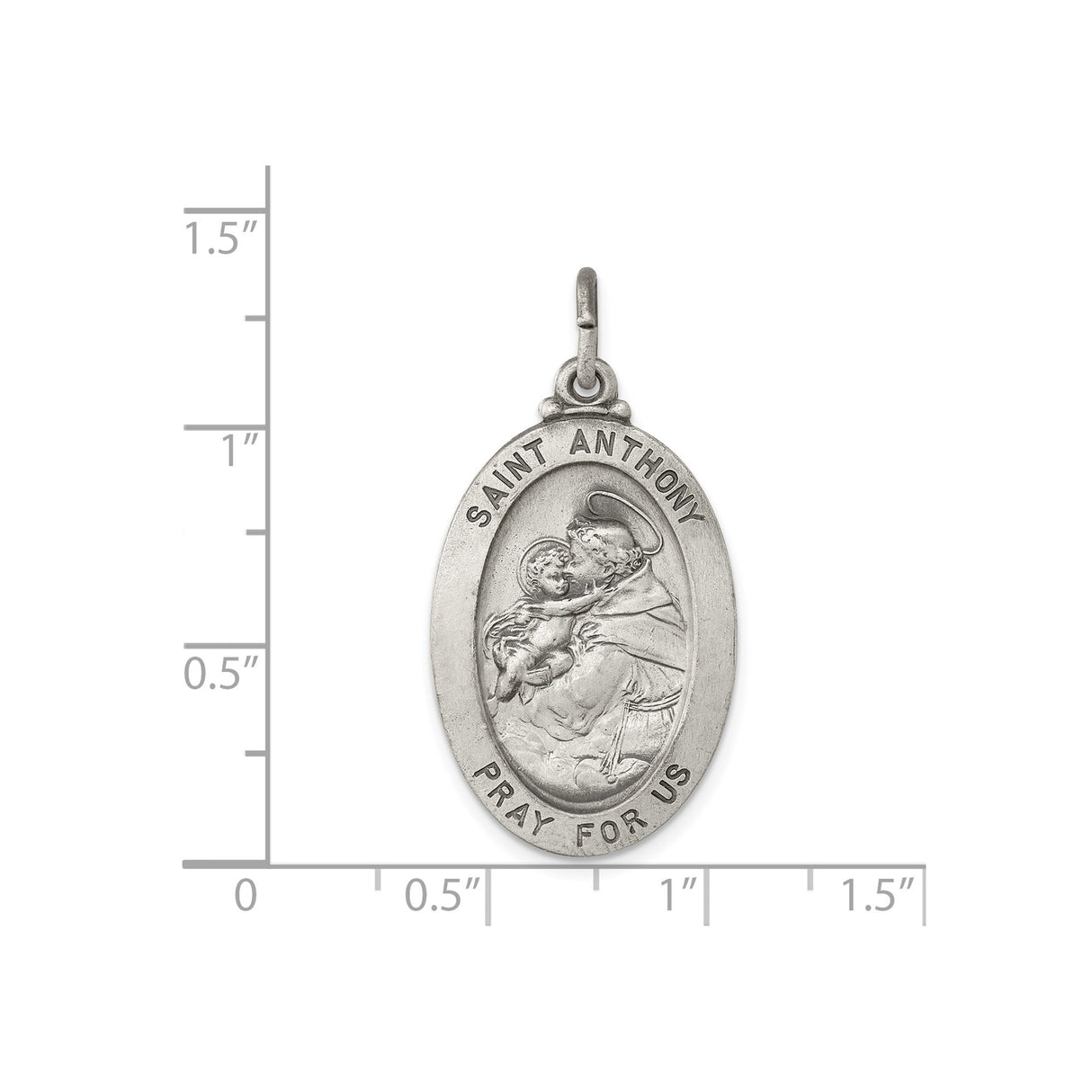 Sterling Silver Saint Anthony Pendant with Christ Image and Pray for Us Inscription